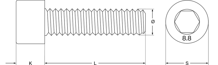 Hexagon socket cheese head screw, M6x30, DIN 912 / ISO 4762 - Detail 1